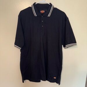 Dickies Black Polo Shirt with Striped Trim